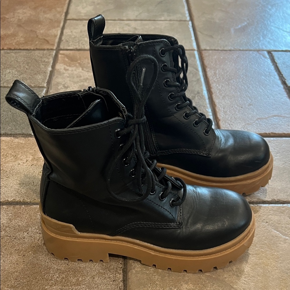 Urban Outfitters faux leather combat boots